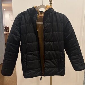 Cat & Jack Black Puffer Jacket with Gold Lining
